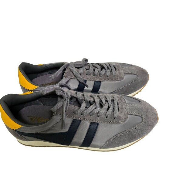 Gola Boston 78 Gray Navy Yellow Suede Leather Textile Sneakers Size 10 - Picture 2 of 9